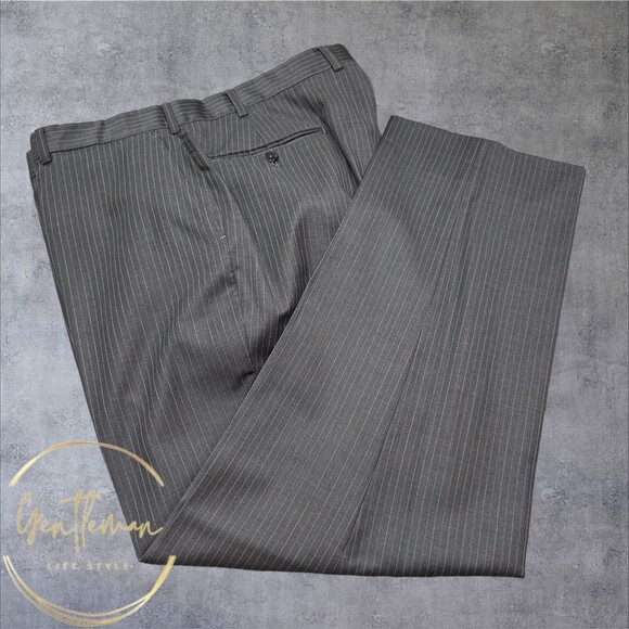 JOS A BANK Gold Men’s 2-Piece Suit 44L Blazer 38x30 Pants Gray Wool 2-Btn Jacket - Picture 9 of 16